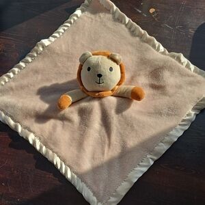 Pro Goleem Lion Baby Security Blanket - Tan Plush Lovie with Satin Trim